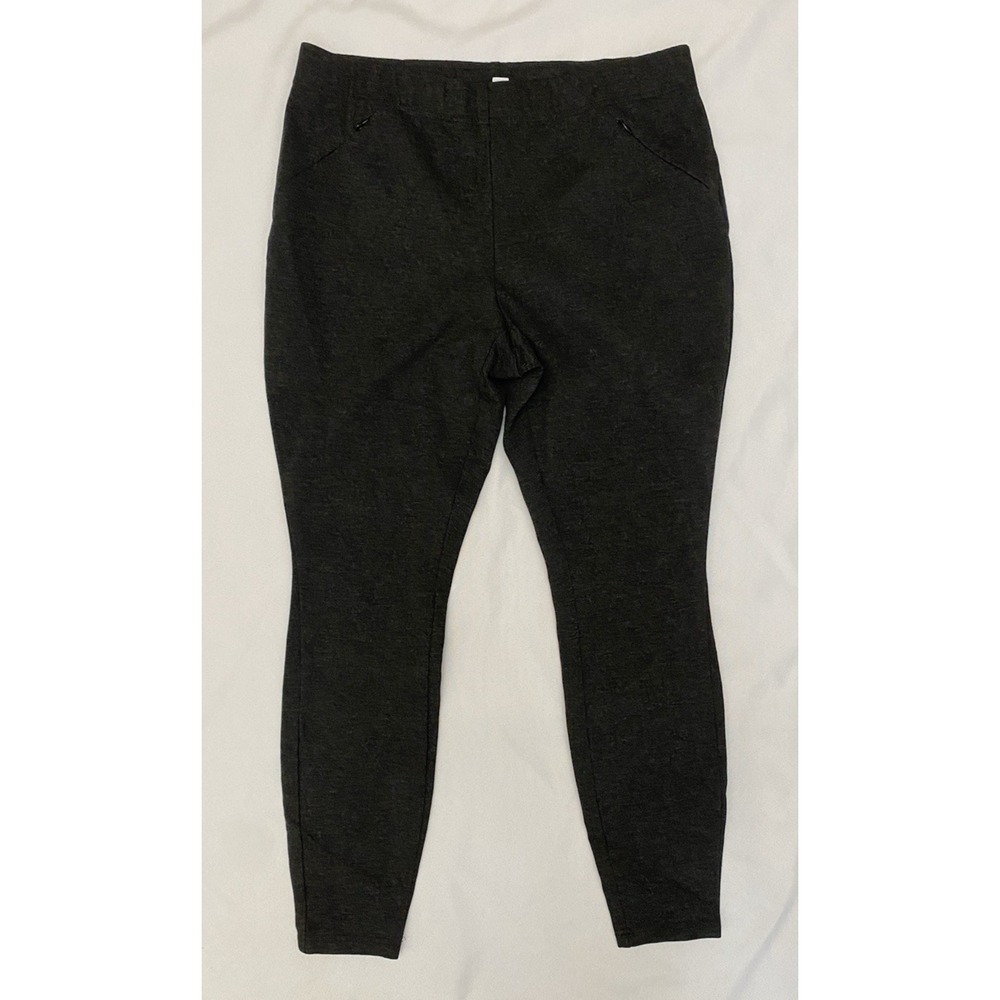 J Jill Women‎ Leggings Pants Size M Ponte Knit Pull On Mid Rise Gray Zip Pockets